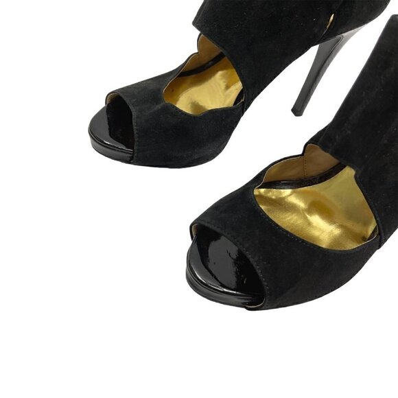 NINE West Stiletto Heels 6.5 US Pumps black peep toes shoes - Picture 5 of 12